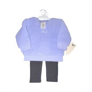 NWT Adidas Baby Purple Fleece Sweater and black  Leggings 2 piece‎ Set size 9 mo